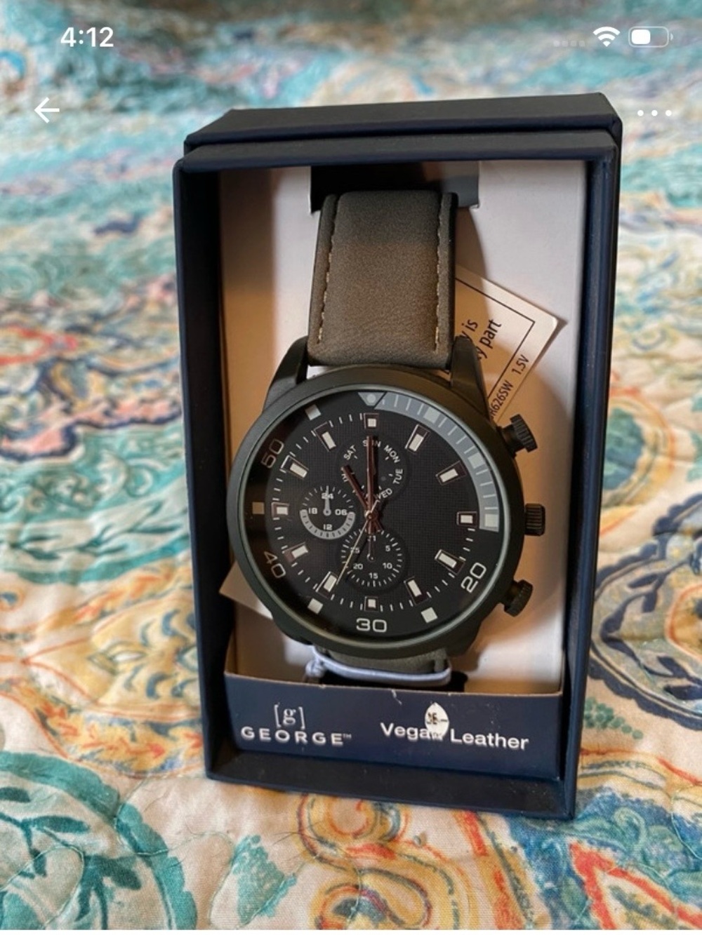George Men's Black Dial Watch with Olive Strap